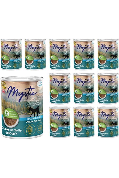 zkra shop Mystic Yetişkin Köpek Balıklı ve Jöleli Konserve Yaş Mama 400 Gr x 12 adet 1053162