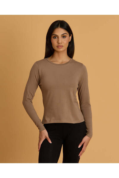 REDTAG Women Brown Solid T-Shirt
