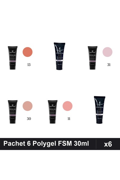 FSM Set 6 Polygel 30ml - Nr.13, Nr.23, Nr.31, Nr.30, Nr.11, Nr.17