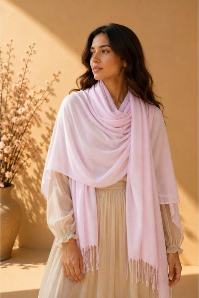 Makro Optik Women's Multi-Use 4 Season Tasseled Viscose Jamawar Pashmina Shawl 180X70