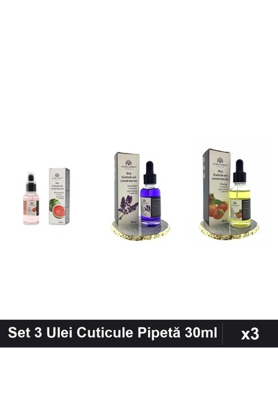 global fashion Set 3 Ulei Cuticule Pipetă 30ml - Pepene Verde, Lavandă, Manda...