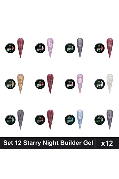 global fashion Set 12 Starry Night Builder Gel 15g - Nr.01 Nr.02 Nr.03 Nr.04 ...