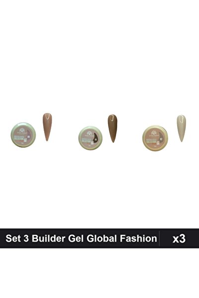 global fashion Set 3 Mocha Rose Builder Gel 15g - Nr.02, Nr.06, Nr.10