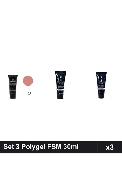 FSM Set 3 Polygel 30ml - Nr.27, Nr.23, Nr.15 - Constructie Unghii