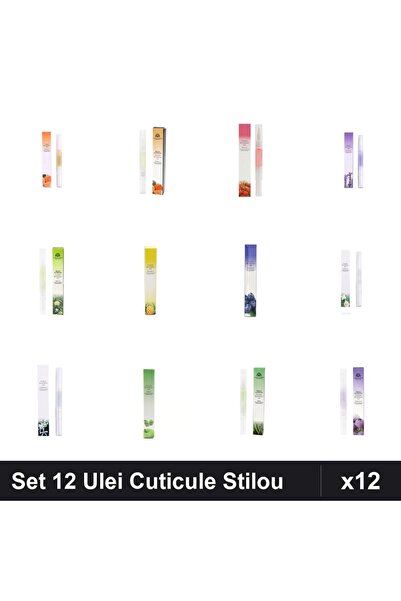 NAİLS Set 12 Ulei Cuticule Tip Stilou - Orange, Portocală, Cherry, Lavandă, M...
