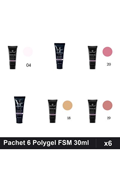 FSM Set 6 Polygel 30ml - Nr.04, Nr.15, Nr.18, Nr.19, Nr.20, Nr.22