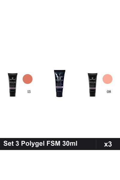 FSM Set 3 Polygel 30ml - Nr.13, Nr.22, Nr.08 - Constructie Unghii