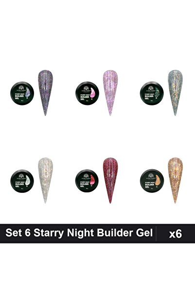 global fashion Set 6 Starry Night Builder Gel 15g - Nr.02 Nr.04 Nr.05 Nr.06 N...