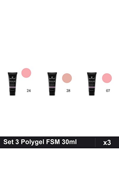 FSM Set 3 Polygel 30ml - Nr.24, Nr.28, Nr.07 - Constructie Unghii
