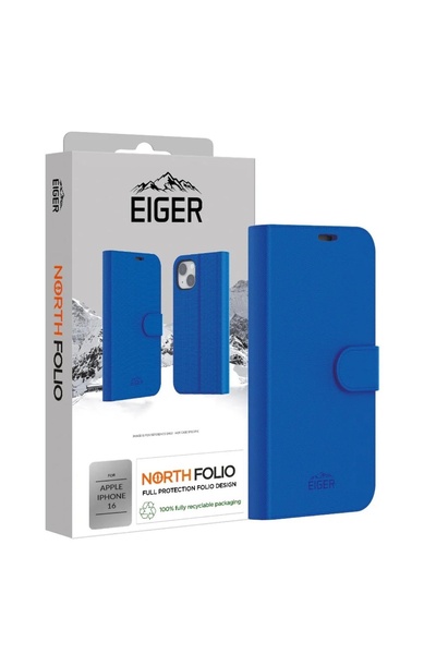 EIGER Husa North Folio Case iPhone 16 Albastru