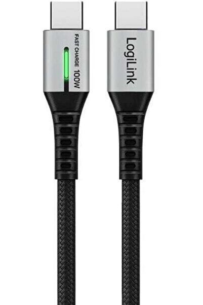 LogiLink CU0425 Cablu USB 2.0 tip C M la M 480 Mbps 100W LED, înveliș din nai...