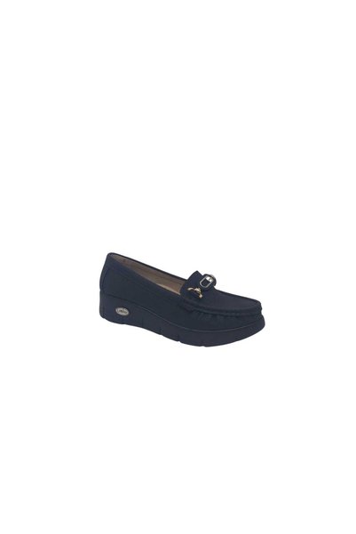 Zerhan 434 Women's Black Stone Buckle Wedge Heel Shoes