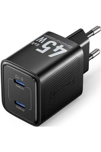 Vention Încărcător 45W GaN PD 2x USB-C negru