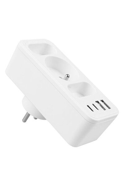 Maclean Splitter cu 3 căi Mce248 F/W 2xUSB-A 2xUSB-C Alb