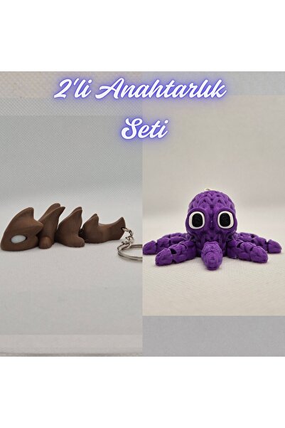 3DAtölyeMaker Dark Brown Flexible Dragon and Purple Knitted Pattern Octopus K...