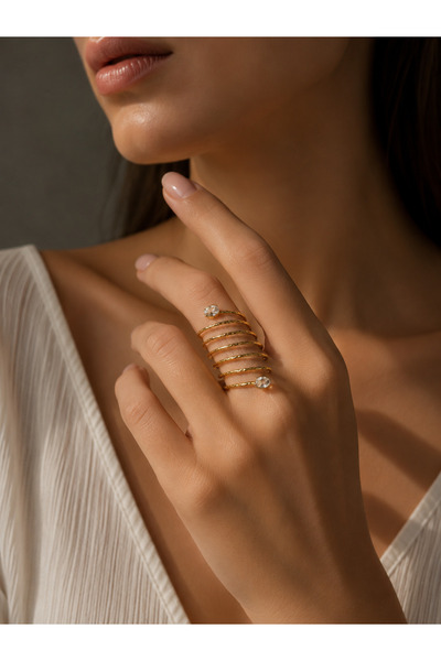 Girift Vintage Dylora Gold Stone Spiral Ring
