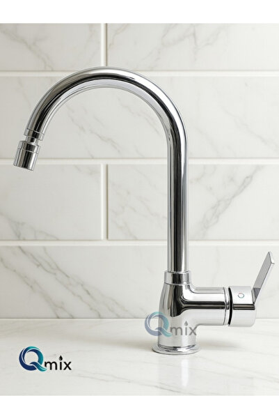QMİX Chrome Color Luxury Delta Kitchen Sink Faucet Brass Body Hot-Cold