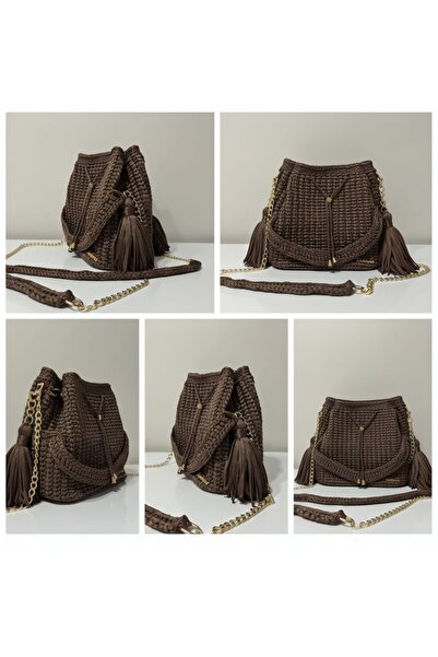 ROSE BAG Handmade Knitted Bag Brown