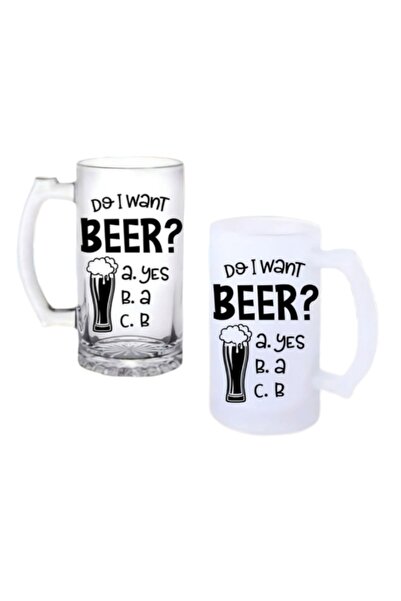 Ghostbastır Do I Want Beer? Beer Glass with Handle, Available in Frosted or C...