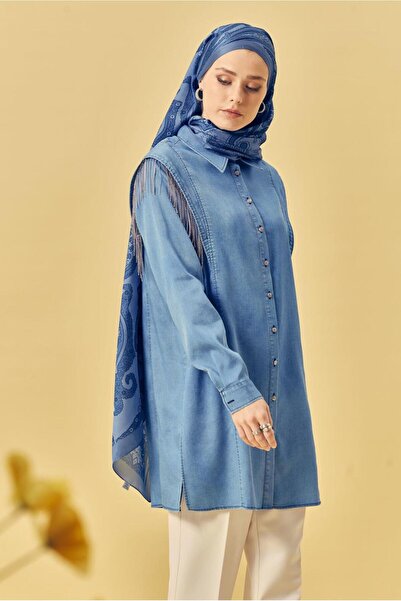 Alvina Denim Shirt Collar Tunic 46404