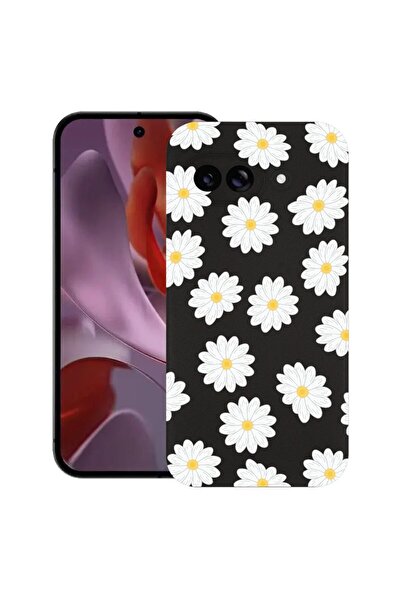 bestcase Калъф за Google Pixel 9a, Щастливи цветя маргаритки, Тънък силиконов...