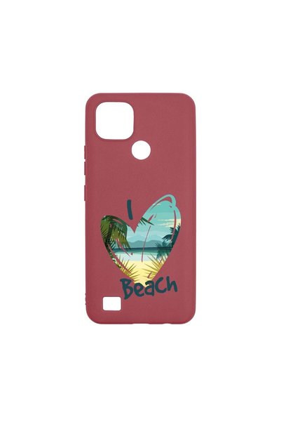 bestcase Silicone Case, Compatible with Realme C21, I Love Beach, Wear-resist...