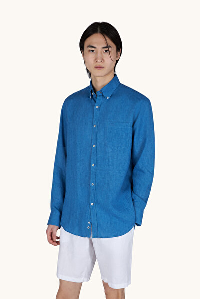 PAUL&SHARK MEN'S WOVEN LINEN SHIRT