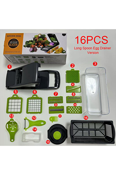 Choice1 16in1 Long spoon 16 in 1 Multifunctional Vegetable Chopper Handle Foo...