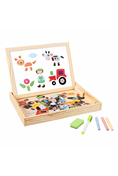 MC Micostore Tabla magnetica educativa cu puzzle animale, 108 piese, tabla du...