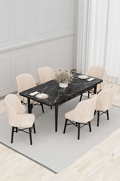 Bella Set masă și scaune Babyface Royal 80 x 130-170 Masă extensibilă și 6 sc...