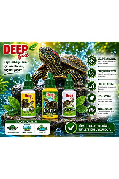 Deep Fix Kaplumbağa Bakım Seti 3’lü Paket | Reptivit + Bio-Turt + Turt-Clean
