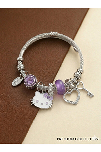 AYDA STORE Hello kitty Charmlı Çelik bileklik