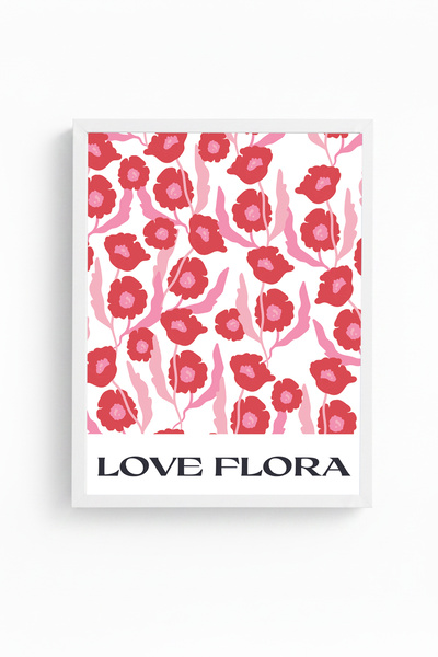 huhuli White Wooden Framed Flower Patterned Painting - Vibrant Tones |   Huhu...