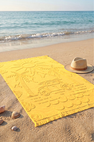 DNZGÜLCAN 100% Cotton Jacquard, Embossed Patterned, Tasseled Beach Towel |   ...