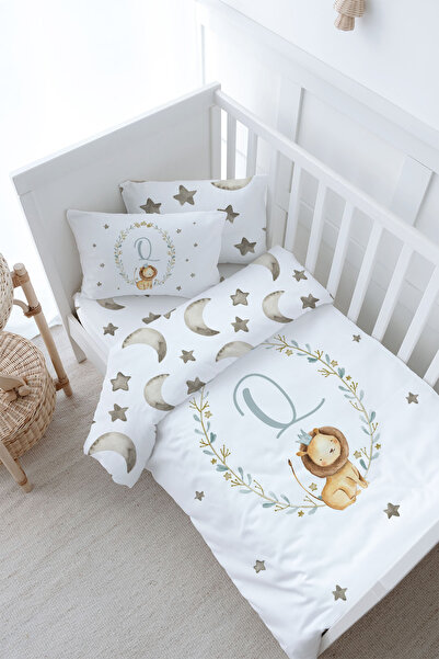 Tuğba Kuğu Baby Size Duvet Cover Set (100X150) - Little Lion Series - Letter Q