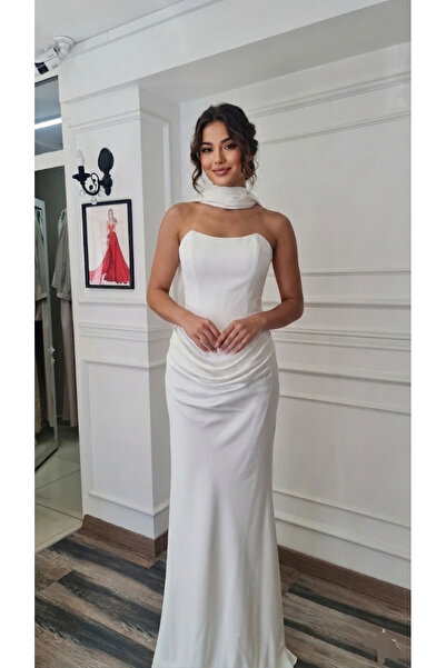 makbuleofficial Straples Bedenli, Saten Kumaştan,Balık Model ,Drape Detaylı, ...