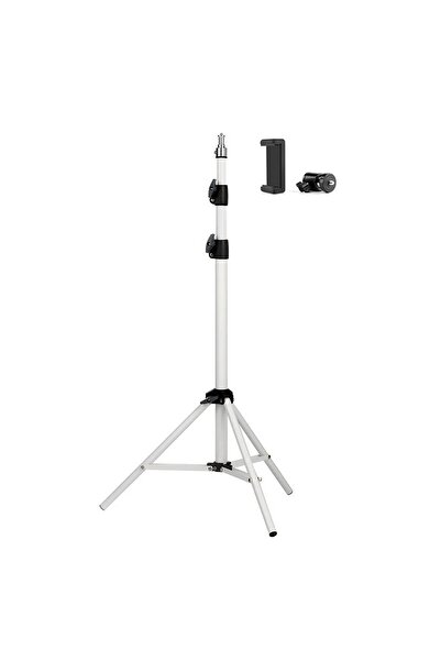 AZT 200CM Beyaz Projeksiyon Telefon vb. Tripodu Standı Ball Head ve Telefon T...