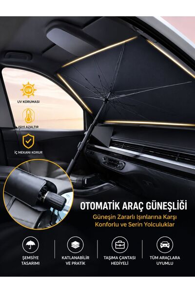 Line Araç İçi Şemsiye Tipi Ön Cam Güneşliği Katlanabilir Oto Güneş Koruyucu U...
