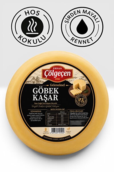 Çölgeçen GÖBEK KAŞAR PEYNİRİ 500 Gr Olgunlaşmış - Yoğun Kaşar Lezzeti - 14lt ...