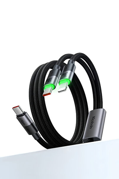 Mcdodo 2 in 1 100W Type-C to Type-C + Lightning Yüksek Dayanıklı 1.5 Metre Hı...