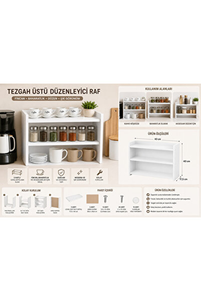 Merina Atölye Çok Amaçlı Tezgah Üstü Raf