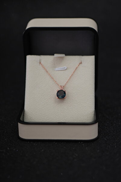 Aksesuaring 7mm London Blue Topaz Gümüş Kolye