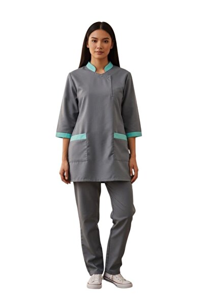 Peach Professional Housekeeping Uniform Set,3/4 Sleeve Top and Pants, Mandari...