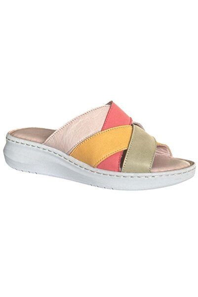 CEX 26Y Nbl08 Beige Women's Genuine Leather Daily Slippers