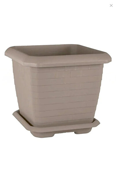BiDünya 25 Litre Tabaklı Hisar Kale Saksı 37cm Kare Büyük Boy Plastik Bahçe B...