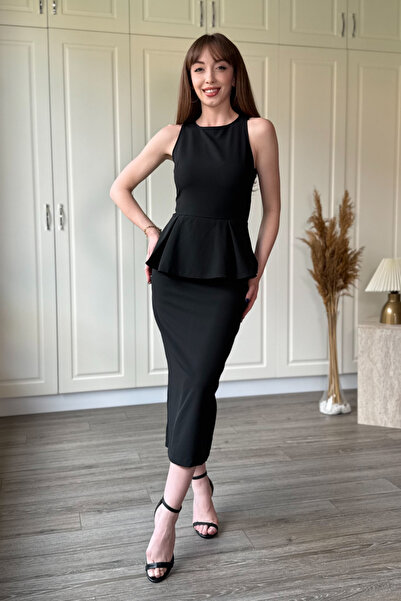 Dilay Gökoğlu Butik Rochie midi cu detaliu volan la talie