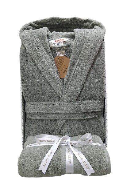 Özdilek Özdilek Super Soft Hooded Bathrobe + Head Towel - Green