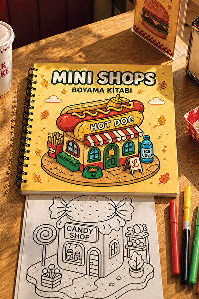 Mini Shops 21x21 cm Cozy Boyama Kitabı, Yetişkinler ve Çocuklar İçin Hobi Boyama