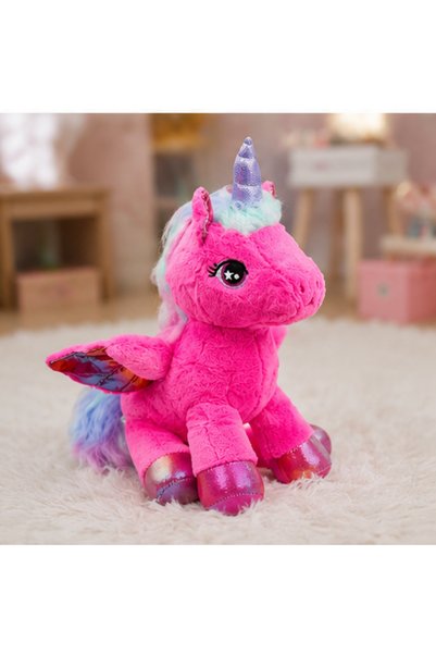 LRS STORE 35 cm Unicorn Tek Boynuzlu At Peluş Oyuncak Yüksek Kalite İthal Pon...