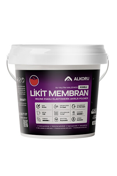 ALKORU 1 KG Kırmızı Kumlu Likit Membran Renkli Reçine Esaslı Sıvı Su Yalıtım ...